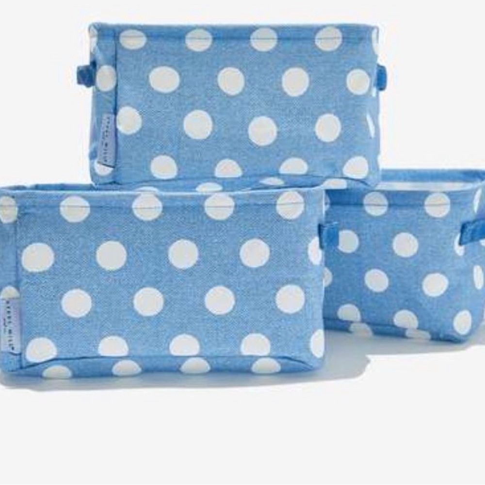 Steel Mill Blue & White Polka Dot Storage Bin Set - NEW